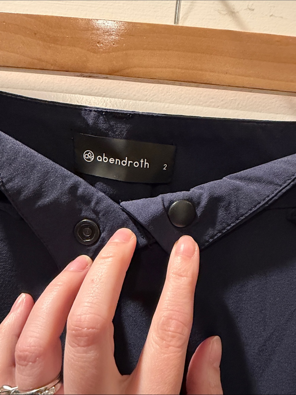Women's Navy Tapered Travel Pants - Picture 2 of 3